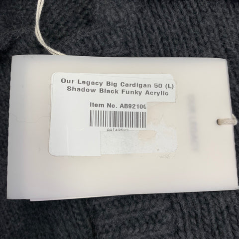 OUR LEGACY Size M Grey Charcoal Knit Acrylic Wool Oversized Cardigan