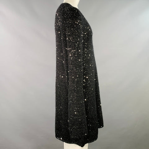 COMME des GARCONS HOMME PLUS FW19 Runway Size L Black Sequined Crew Neck Long Sweater