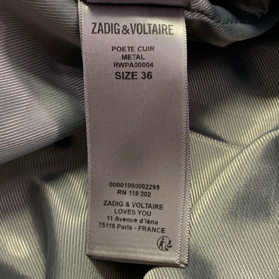 ZADIG & VOLTAIRE Size S Poete Metallic Silver Jean Cut Straight Casual Pants