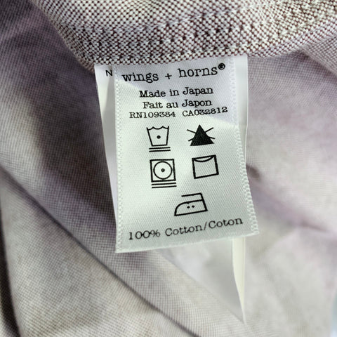 WINGS + HORNS Size L Grey Cotton One Pocket Button Down Collar Long Sleeve Shirt
