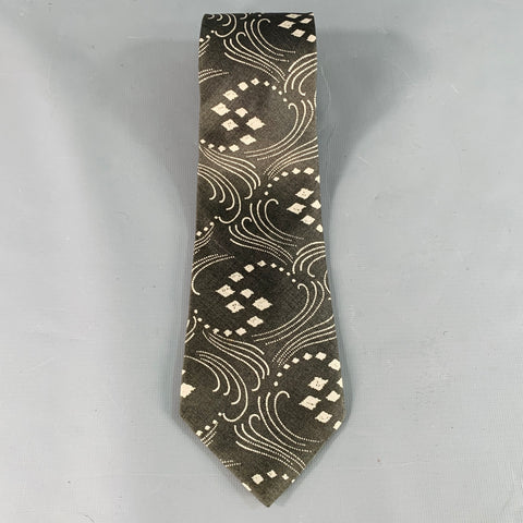 GIORGIO ARMANI Vintage Grey Cream Abstract Silk Tie