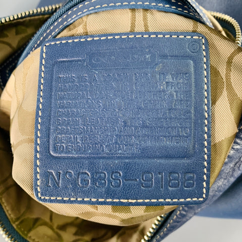COACH Vintage Blue Contrast Stitch Leather Crossbody Handbag