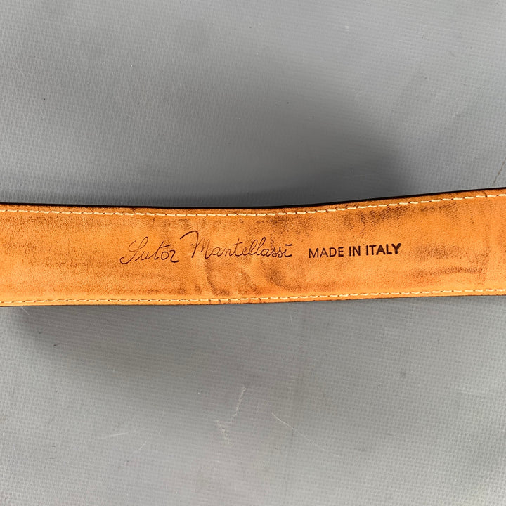 SUTOR MANTELLASSI Size 38 Camel Distressed Leather Belt