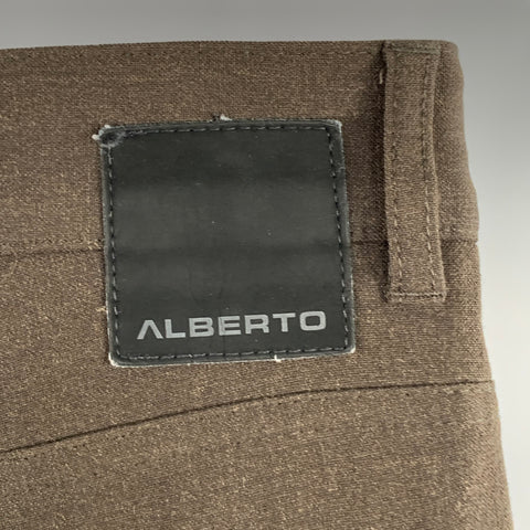 ALBERTO Taille 30 Marron Mélange de Polyester Confort Fuselé Pantalon Décontracté