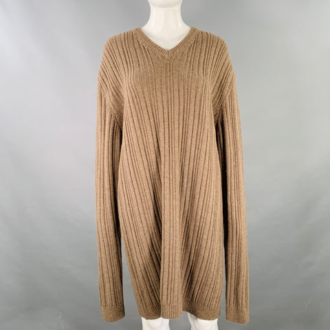 E'LEVE"E Size M Brown Cashmere Ribbed Long Sleeve Dress