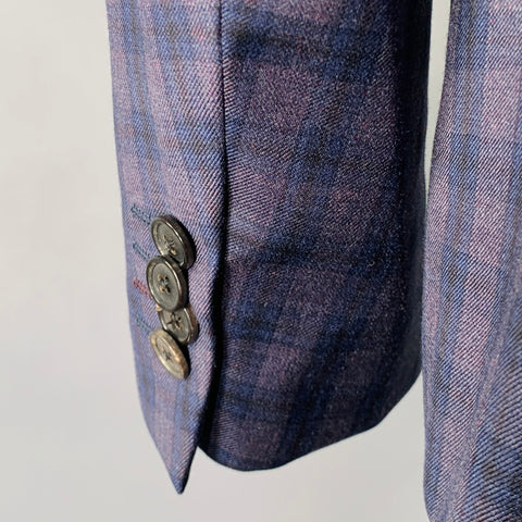 PAUL SMITH Size 42 Grey Navy Plaid Wool Notch Lapel Suit