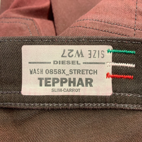 DIESEL Size 27 Tepphar Red Cotton Blend Carrot Tapered Slim Distressed Jeans