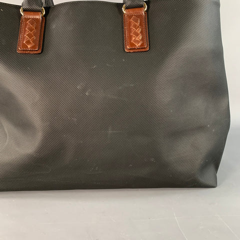 BOTTEGA VENETA Black Textured Coated Canvas Oversized Tote Handbag