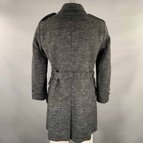 PORTS 1961 Size 42 Black White Heather Wool Blend Belted Coat