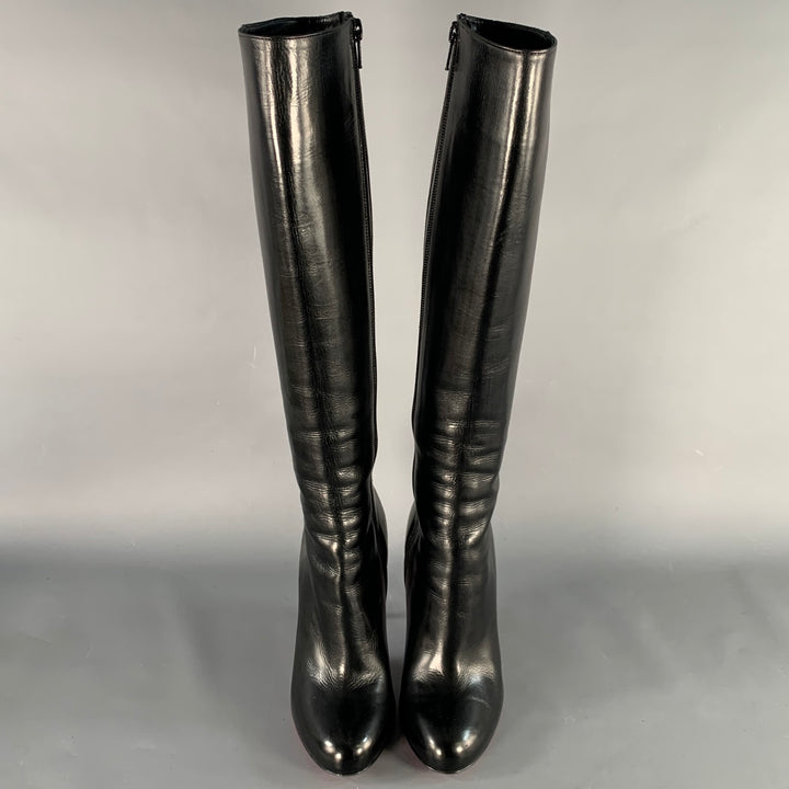 CHRISTIAN LOUBOUTIN Size 5 Black Leather Side Zipper Boots