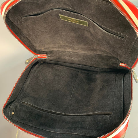 VALENTINO  Brown Olive Camoflage Ombre Leather Zip Up Clutch