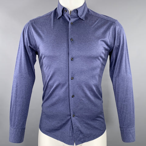 Chemise à manches longues en coton bleu, taille M, ETON