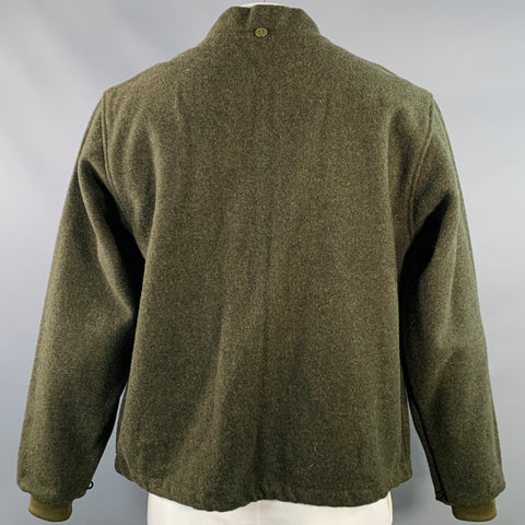 FILSON Size L Forest Green Wool Blend Zip Up Bomber Jacket