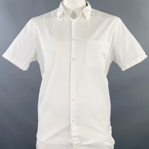 THEORY Size XXL Irving White Cotton One Pocket Short Sleeve Shirt
