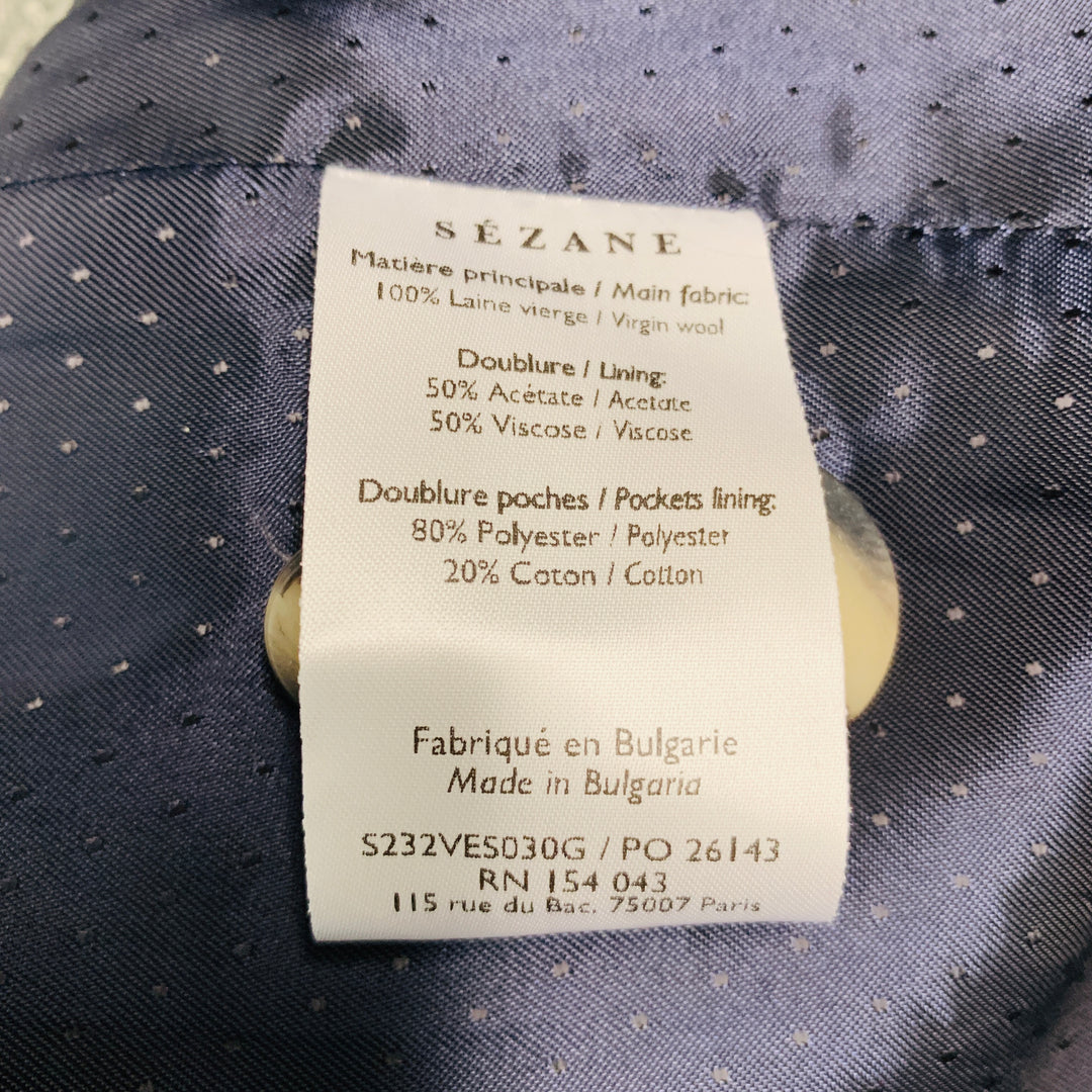 SEZANE Size 2 Grey Virgin Wool Double Breasted Jacket