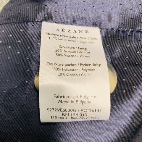 SEZANE Chaqueta cruzada de lana virgen gris talla 2