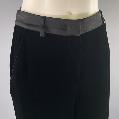 GIORGIO ARMANI Size 30 Black Velvet Wide Leg Dress Pants