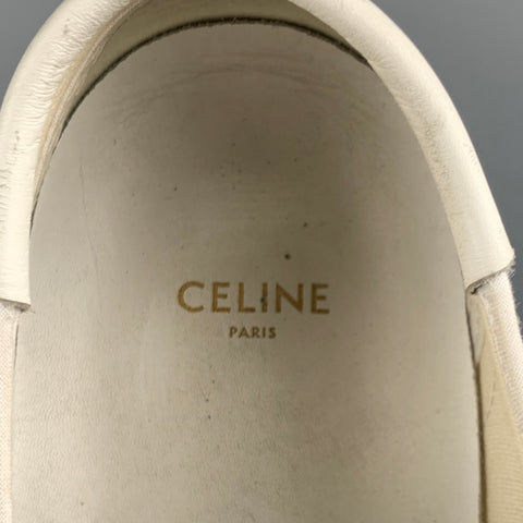 CELINE Size 8 White Black Canvas Sneakers