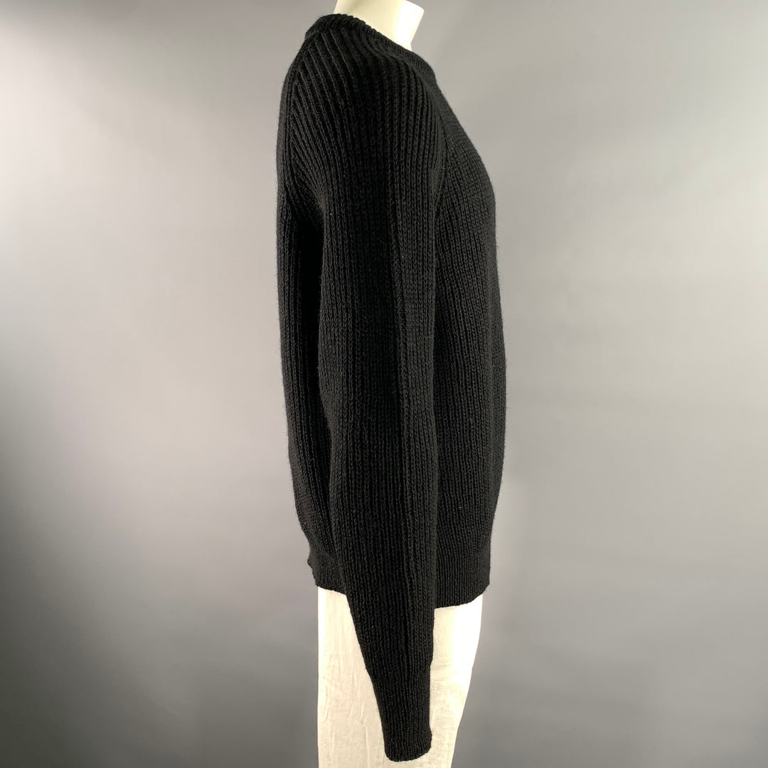 JAMES COWARD Size XL Black Ribbed Wool Raglan Sweater