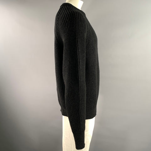 JAMES COWARD Size XL Black Ribbed Wool Raglan Sweater