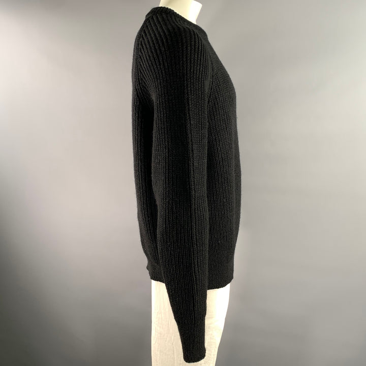 JAMES COWARD Size XL Black Ribbed Wool Raglan Sweater