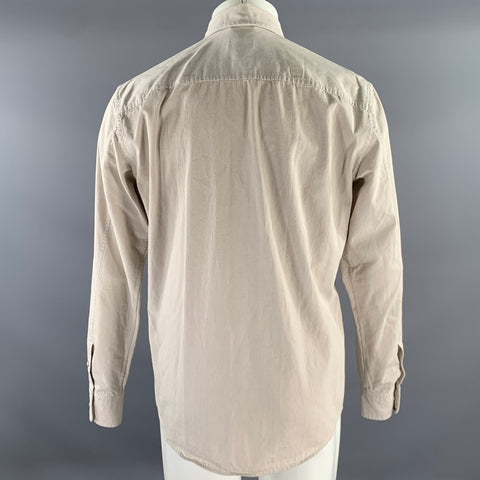 ERMENEGILDO ZEGNA Size M Tan Cotton Western Long Sleeve Shirt