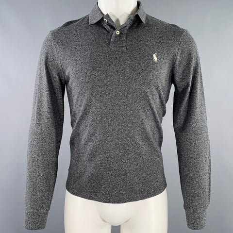 POLO by RALPH LAUREN Size M Grey Charcoal Heather Cotton Half Placket Polo
