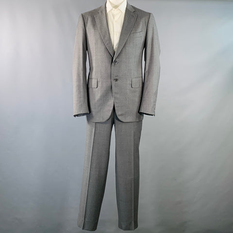 ISAIA Size 46 Regular Grey Slate Wool Notch Lapel Suit