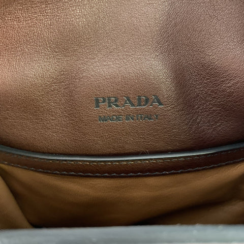 PRADA Brown Crackled Leather Cross Body Bag