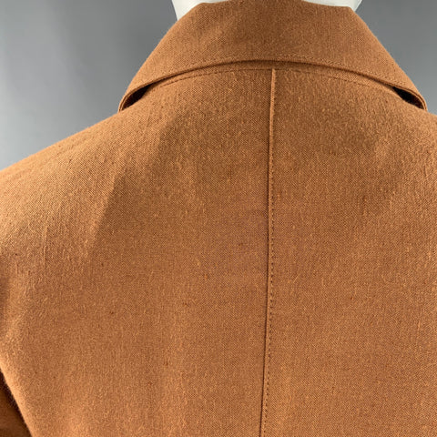 CLAUDE MONTANA Size 4 Brown Linen Blend Pleated Flat Front Pants Suit