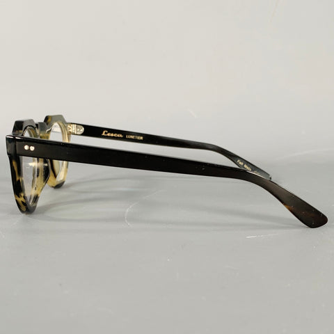 LESCA Brown Black Tortoiseshell Horn Eyewear
