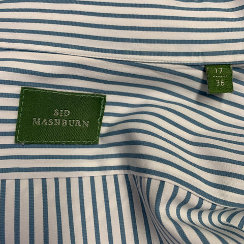 SID MASHBURN Size L Blue White Stripe Cotton One Pocket Long Sleeve Shirt