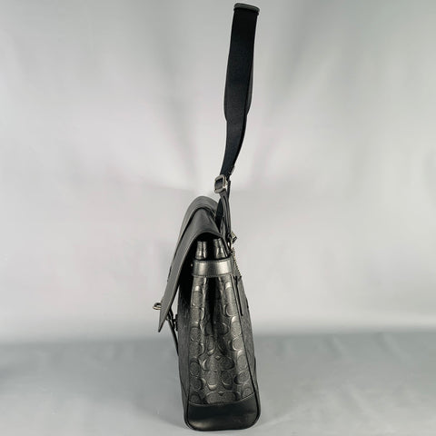Sac bandoulière en cuir gaufré noir COACH