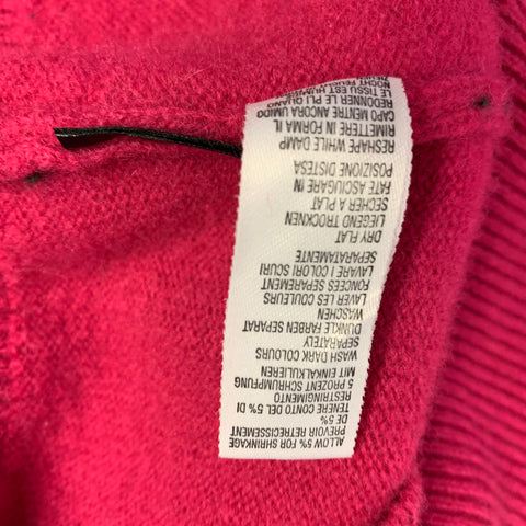 PAUL SMITH JEANS Size XL Pink Fuchsia Applique Wool Crew-Neck Sweater