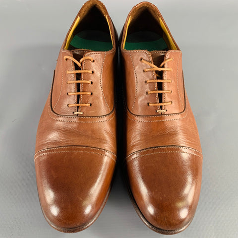 PAUL SMITH Size 7 Brown Leather Cap Toe Oxford Lace-Up Shoes