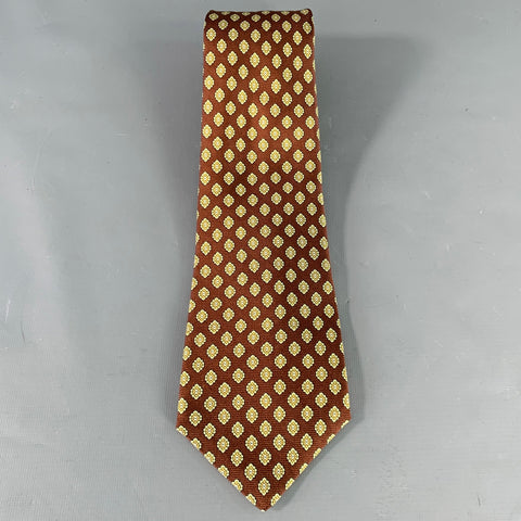 KITON Brown Yellow Abstract Floral Silk Tie