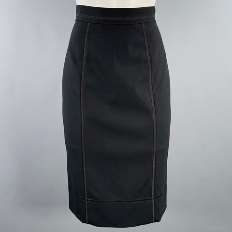 DOLCE & GABBANA Size 4 Black Virgin Wool Blend Reverse Seams Skirt