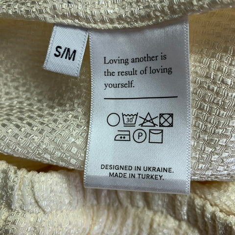 SLEEPER Size S Cream Rayon Blend Shiny Elastic Waistband Casual Pants