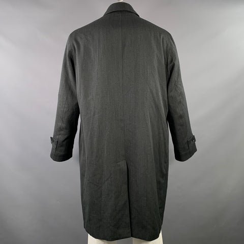 SANYO Size 46 Charcoal Wool Blend Rain Repellent Hidden Buttons Coat