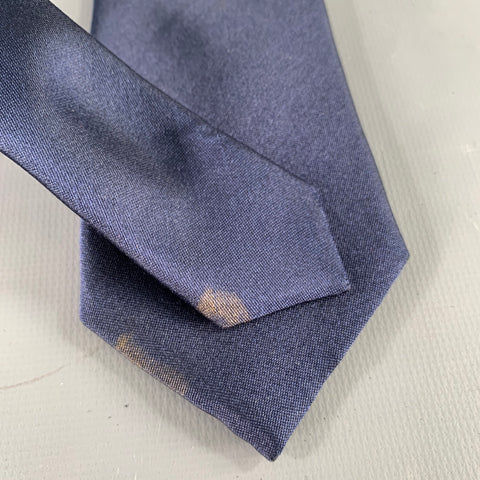 DANIELE ALESSANDRINI Navy Satin Silk Tie