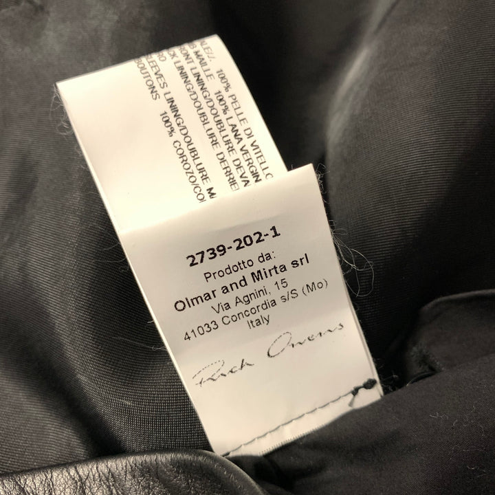 RICK OWENS Size 10 Black Leather Crackled Moto Racer Jacket