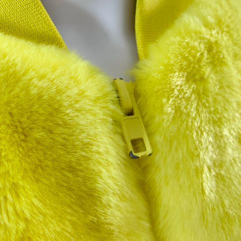 Veste Bomber Oversize Zippée TIBI Taille M en Fausse Fourrure Texturée Acrylique Jaune