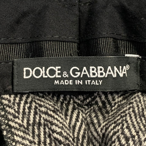 DOLCE & GABBANA Size 34 Black White Herringbone Wool Blend Zip Fly Dress Pants