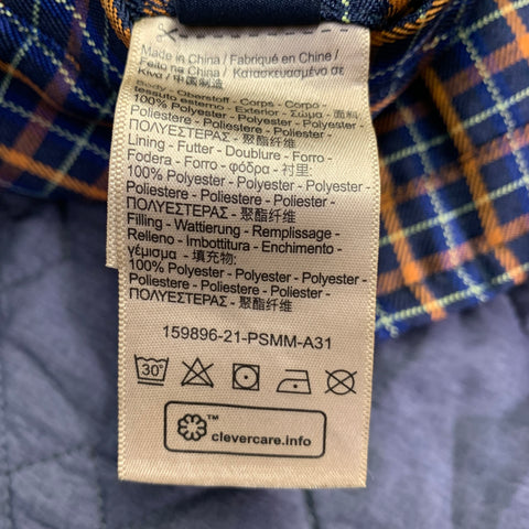 SCOTCH AND SODA Size XXL Orange Navy Plaid Polyester Snaps Coat