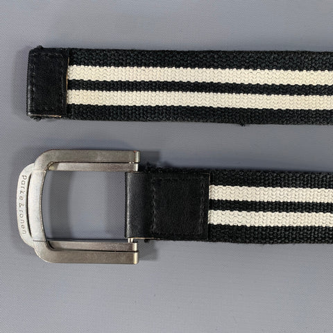 PARKE & RONEN Size 40 Black White Stripe Belt