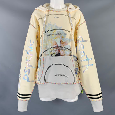 ADVISORY BOARD CRYSTALS Size M FW23 Cream Multi Color Cotton Blend Casual Top