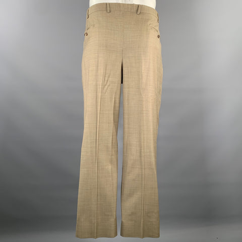BELVEST Size 44 Khaki Brown Woven Wool Notch Lapel Suit