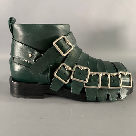 BURBERRY Size 8.5 Green Leather Pull On Boots