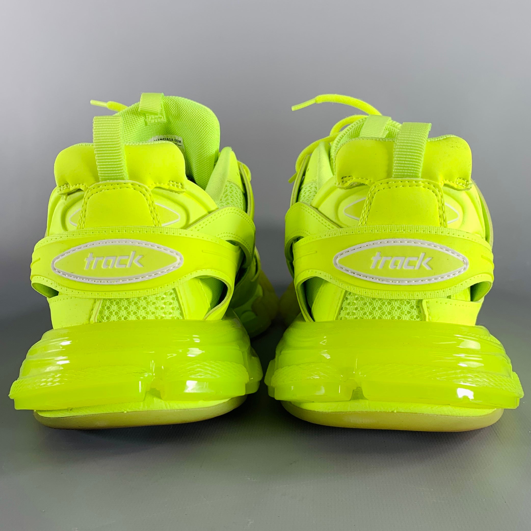 BALENCIAGA Size 11 Green Neon Leather Nylon Lace-Up Sneakers – Sui