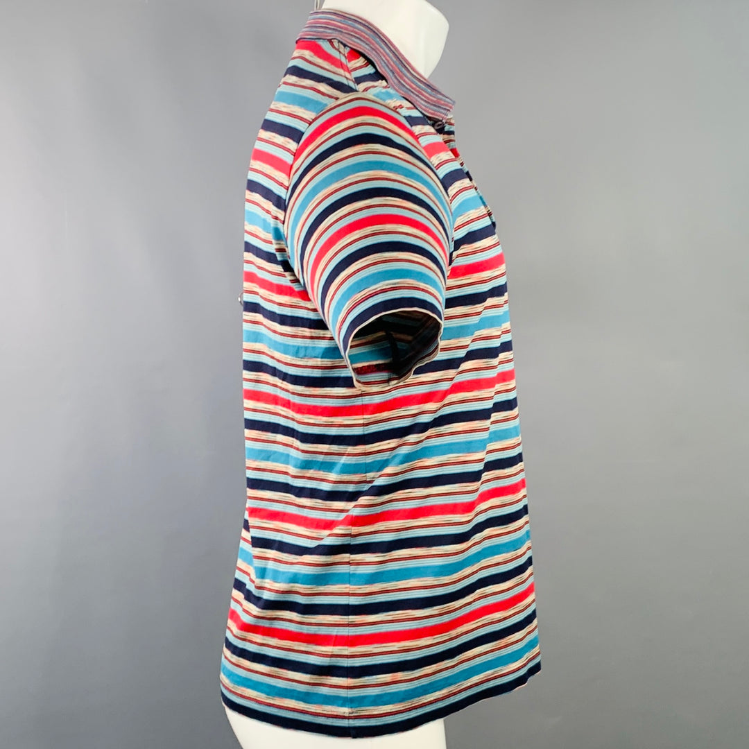 MISSONI SPORT Size S Blue Red Stripe Cotton One Pocket Polo